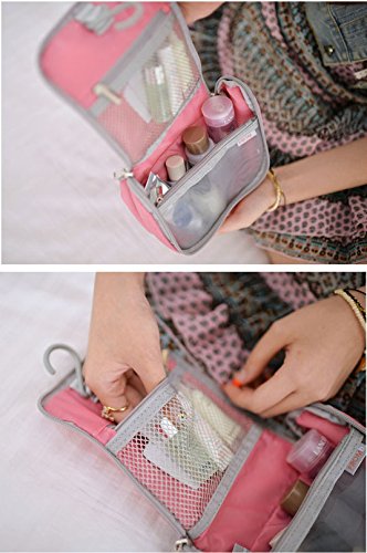 [Australia] - Travel Bag Organizer for Women Makeup or Men Shaving Kit With Hanging - Pink 