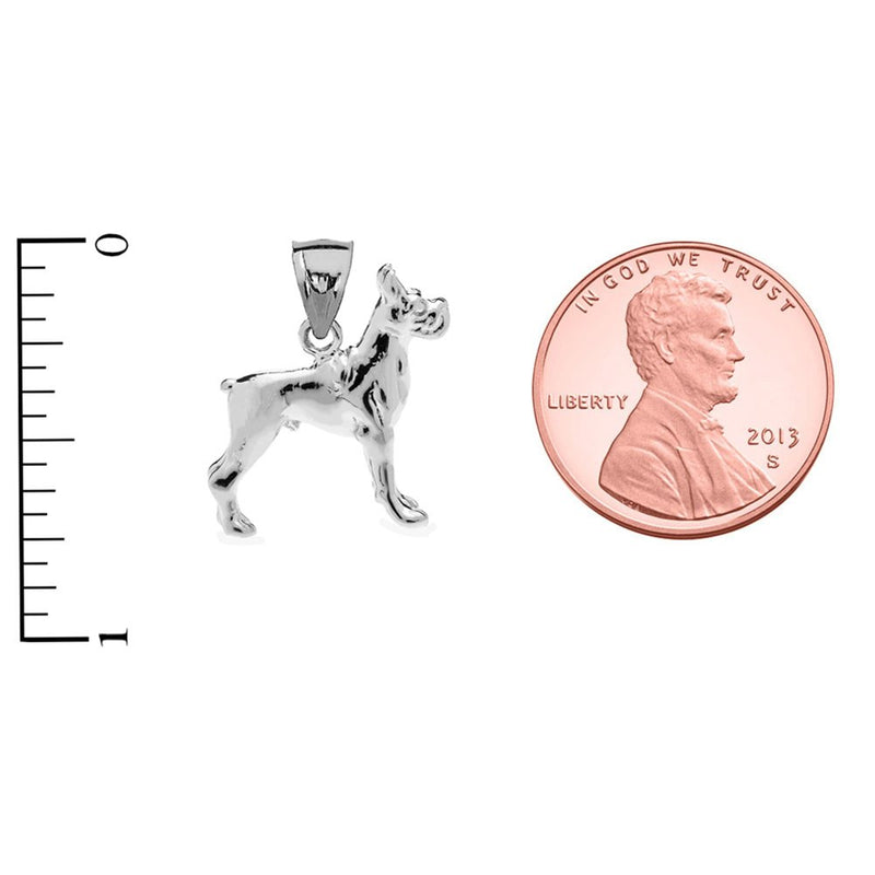 [Australia] - Sterling Silver 3D Boxer Dog Charm Pendant Necklace with 20" chain 