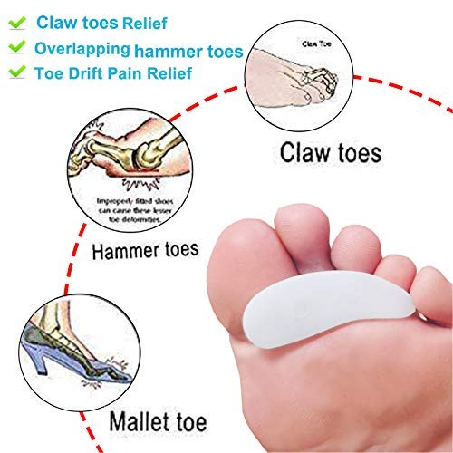 [Australia] - Mcvcoyh 10 Pack Hammer Toe Cushion - Hammer Toe Gel Pads Corrector & Straightener for Curled, Claw & Mallet Toe Relief - Right & Left Gel Support Crest Cushion White 