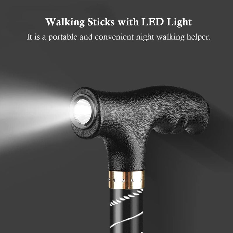 [Australia] - OOCOME LED Light Aluminium Walking Stick With Rubber Ferrule Adjustable Walking Cane for Men Women Arthritis Seniors Disabled and Elderly 