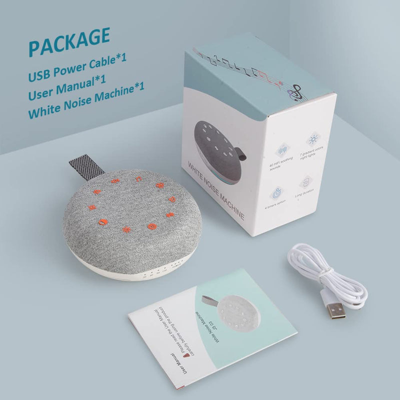 [Australia] - Heavtuen,White Noise Machine ,Portable Sound Machine with 40 Natural Soothing Sounds, USB Rechargeable ,20 Levels of Volume ,Sleep Sound Timer & Night Light for Baby Kids Adults 
