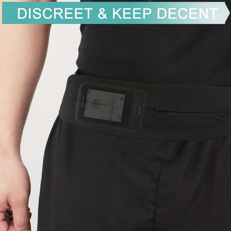 [Australia] - Comfortable Kids Insulin Pump Holder Belt Active T1D Diabetic Pouch for Epipen No Bounce Fanny Pack Bands Medical Accessories Adjustable Fit 20"-30" Waist Hook N Loop Black 