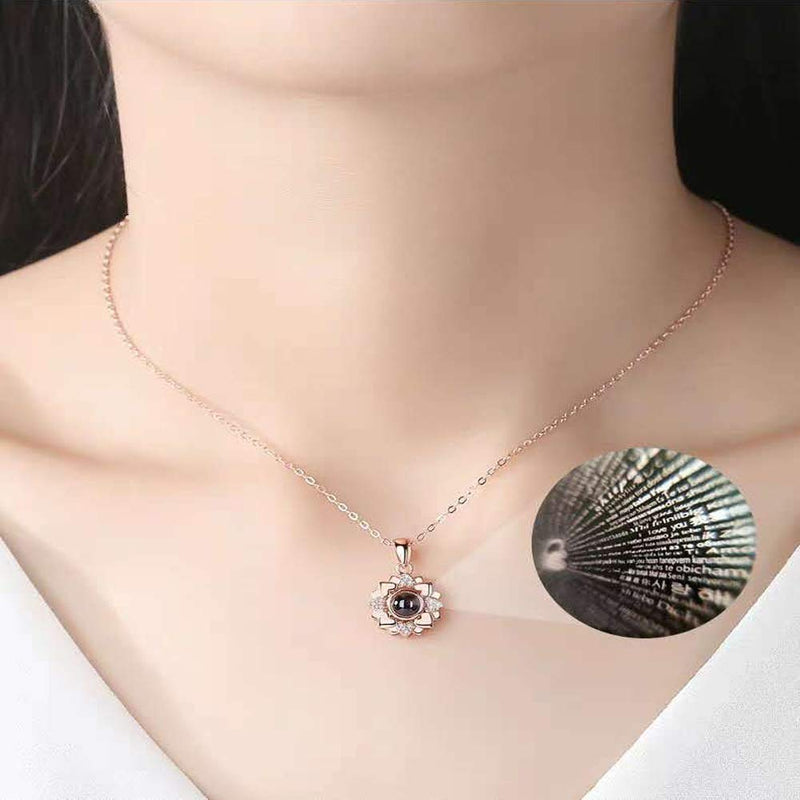 [Australia] - Hantaostyle I Love You Necklace, 925 Silver 100 Languages Projection Necklaces Mother's Day Jewelry Gifts Pendant Loving Memory Collarbone Necklace for Women 925 Silver Round Silver 1 