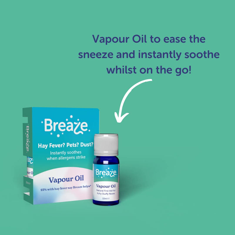 [Australia] - Breaze Natural Hay Fever Support Day and Night Kit, Vapour Oil, Barrier Balm, Pillowcase for Soothing Itchy, Stuffy Noses, Breathe Easier,1 Month Supply 