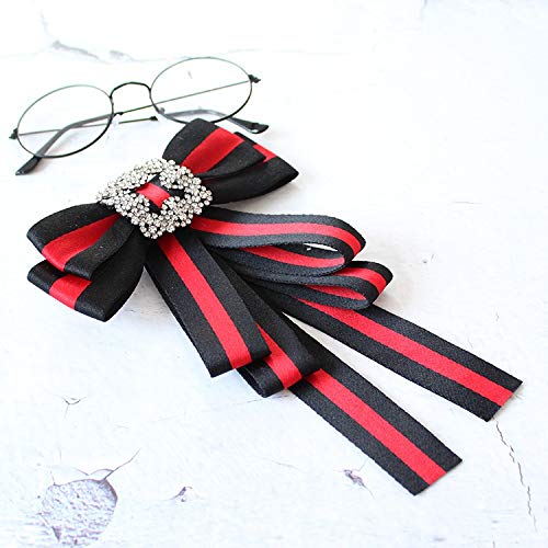 [Australia] - ladies girl bowknot bow tie suit shirt tie pins necktie pin brooch pre-tied ribbon brooches for Christmas (black/SR138) 