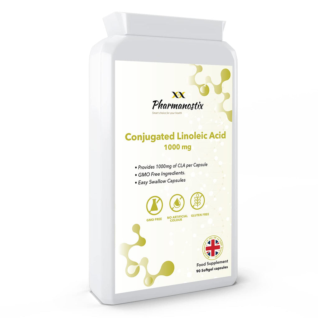 [Australia] - CLA Conjugated Linoleic Acid Supplement Derived from Safflower - 1000mg Per Capsule - 90 Easy Swallow Softgel Capsules -80% Active Isomers Capsules - No Filler, No Binder-Pharmanostix 