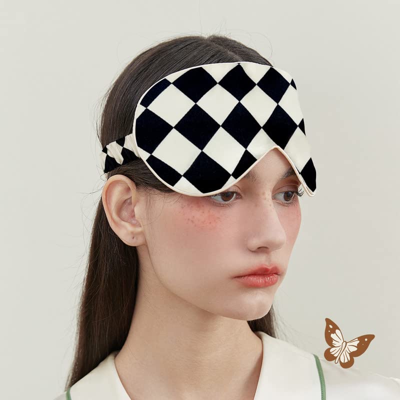 [Australia] - townssilk 100% Silk Sleep mask with Silk Adjustable Strap,Comfortable and Super Soft Eye mask Ultimate Sleeping aid,Blindfold squareblack Eusquareblack 