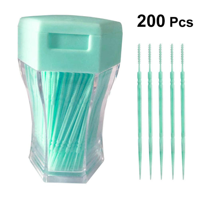 [Australia] - SUPVOX 200pcs Interdental Brush Toothpicks Double Head Plastic Safe Tooth Cleaning Tool for Adults Women Men(Light Green) Light Green 