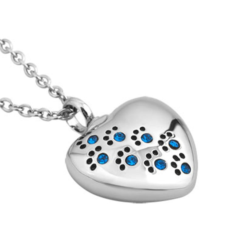 [Australia] - Jesse Ortega Cremation Jewelry Pet Paw Prints Urn Necklace Ashes Keepsake Memorial Stainless Steel Sky Blue 