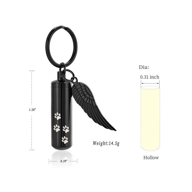 [Australia] - mingkejw Cremation Jewelry Paw Print Urn Keychain for Human Ashes Cat Dog Memorial Kepsake Jewelry for Women Men Black 