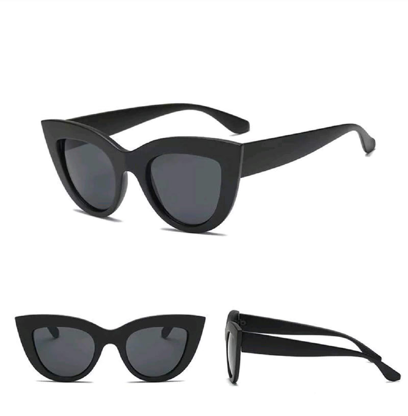 [Australia] - Black Cat Eye Sunglasses Oversized Women Ladies Retro Cat Eye Reflective IBIZA 2021 UK 