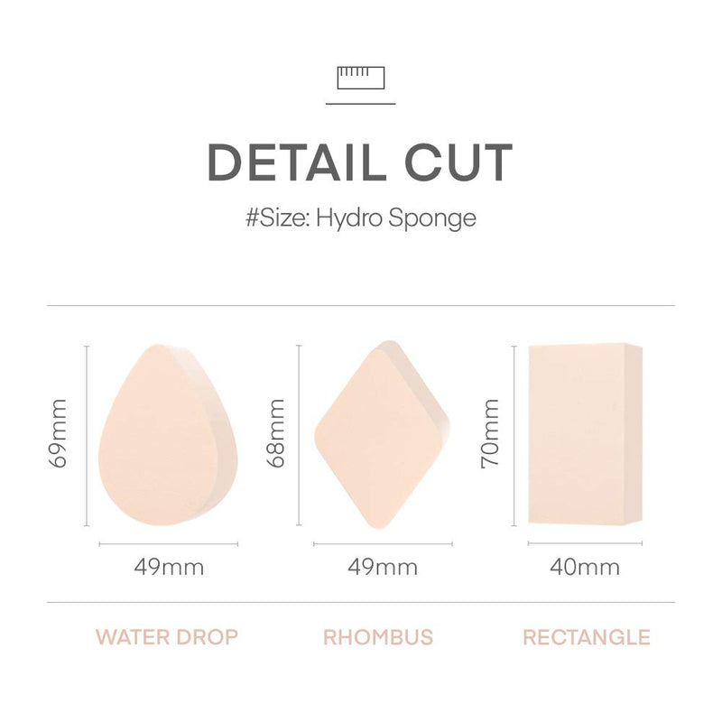 [Australia] - THE TOOL LAB 1046 Hydro Makeup Sponge Rhombus (2pcs) - Cosmetics Puff and Cosmetics Foundation Blending Sponges, Flawless for Liquid, Cream or Liquid Application Can Use Damp or Dry - Latex Free 