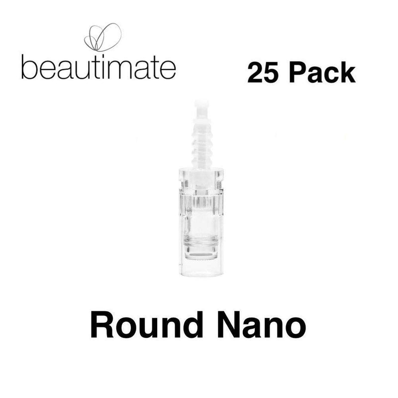 [Australia] - beautimate Skincare System Replacement Cartridges 12 Pin, 36 Pin, Round Nano (25 Pack) (Round Nano) 