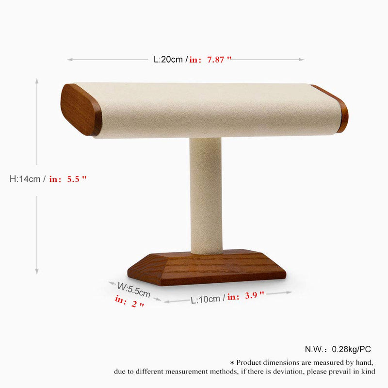 [Australia] - Oirlv Solid Wood T-Bar Watch Display Stand Jewelry Organizer Holder for Watch Bracelet Countertop Table Top Jewelry Tower(Creamy-White) Creamy-white 