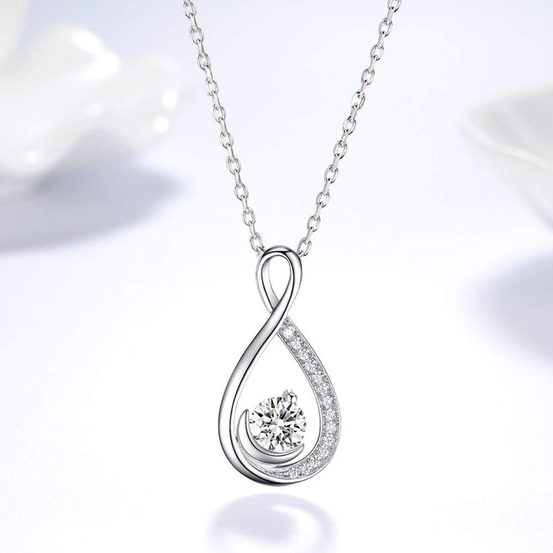 [Australia] - Endless Love Jewelry for Women Teen Girls Birthday Gifts Love Infinity Necklace for Mom Wife Sterling Silver Simulated Diamond Jewelry Endless Love Infinity Simulated Diamond Necklace 