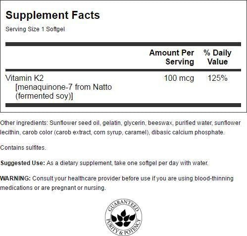 [Australia] - Swanson Vitamin K2 (Menaquinone-7) - Vitamin Supplement Supporting Cardiovascular and Bone Health - Made from Japanese Natto to Help Regulate Calcium - (30 Softgels, 100mcg Each) 1 
