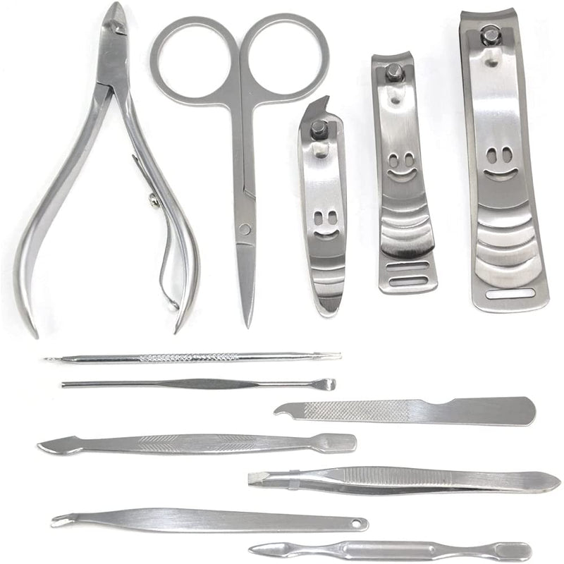 [Australia] - ROHANS 12 Pc Nail Clippers Manicure Set Grooming Kit for Thick Nails Cuticle Remover Toe Nail Toenail Care Cutter Pedicure Travel Tool Kit Set Men Women 