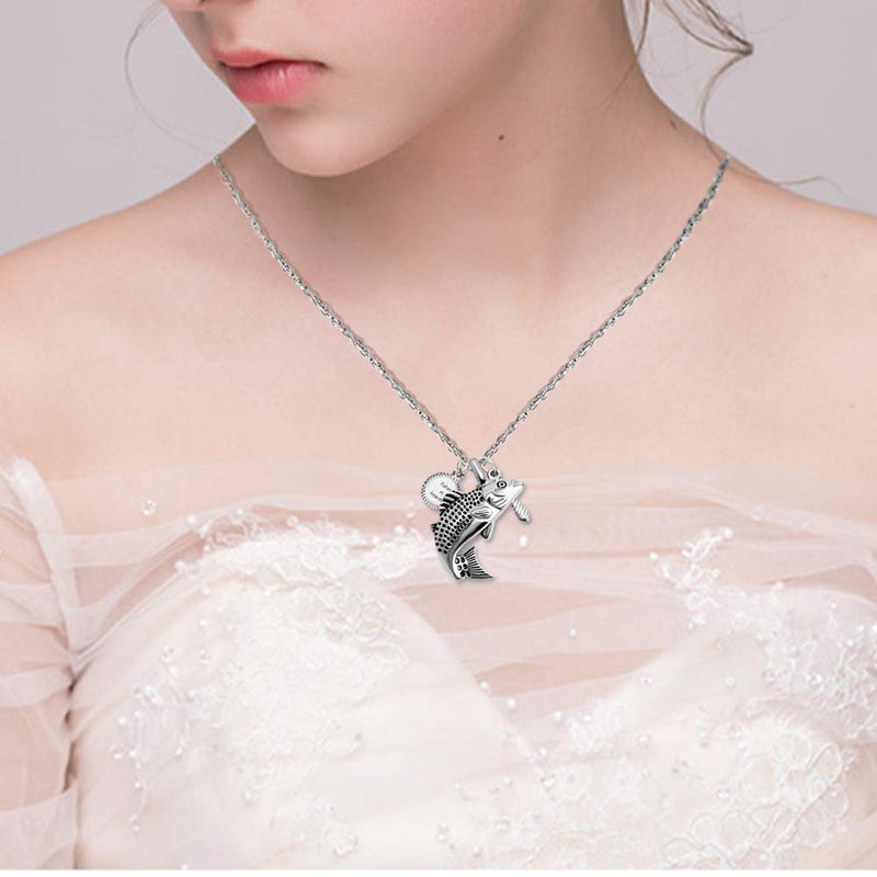 [Australia] - Dletay Fish Cremation Jewelry for Ashes Memorial Ashes Keepsake Necklace Urn Necklace Pendant Fish + Cross 