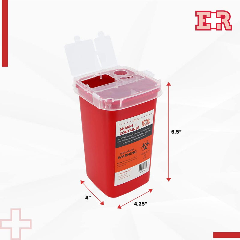 [Australia] - Ever Ready First Aid Sharps Container with Split Lid Design and Locking Mechanism for Sharp Waste Disposal, 1 Quart 