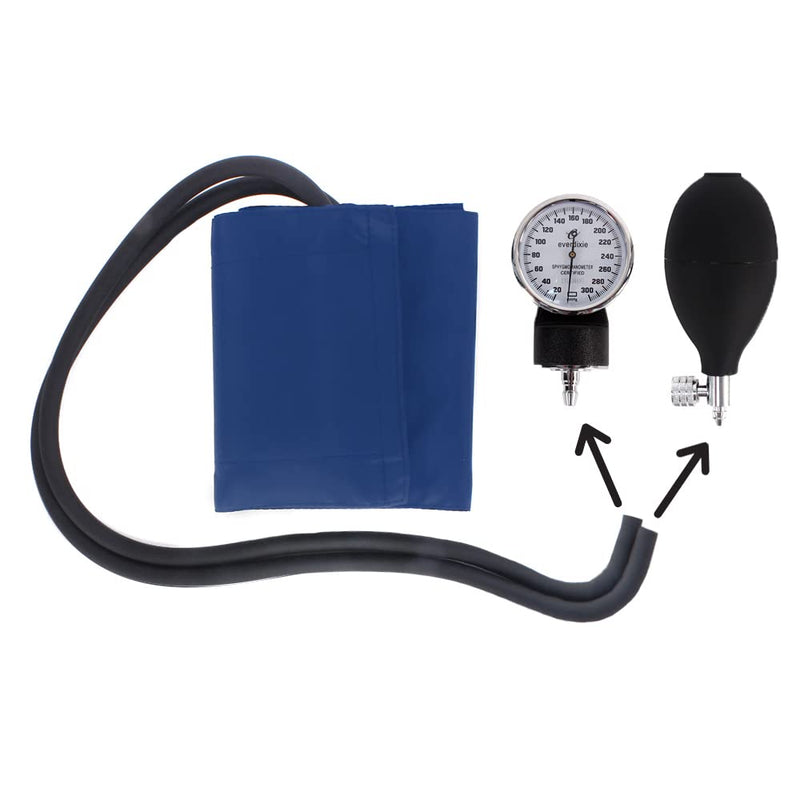 [Australia] - Dixie EMS Aneroid Sphygmomanometer and Dual Head Stethoscope Set with Adult Size Blood Pressure Cuff, Calibration Key and Carrying Case – Navy Blue 