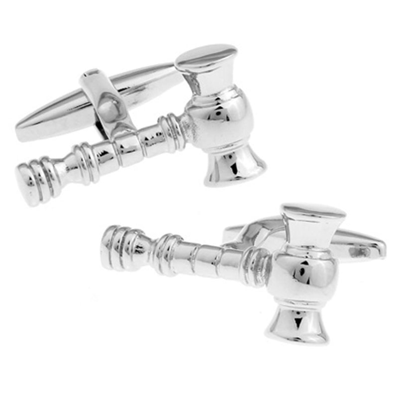 [Australia] - Law Gavel Mallet Judge Lawyer Mason Pair Cufflinks Silver 