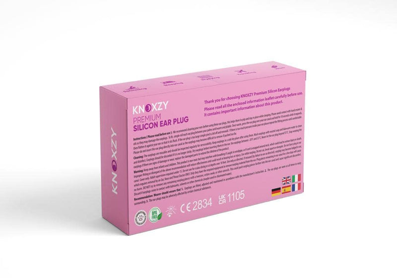 [Australia] - Knoxzy Silicone Ear Plugs Re-Usable Waterproof Noise Cancelling Premium Moldable Ear Plugs for Sleeping, Travelling, Studying Noise Reduction Pink Pack of 1 