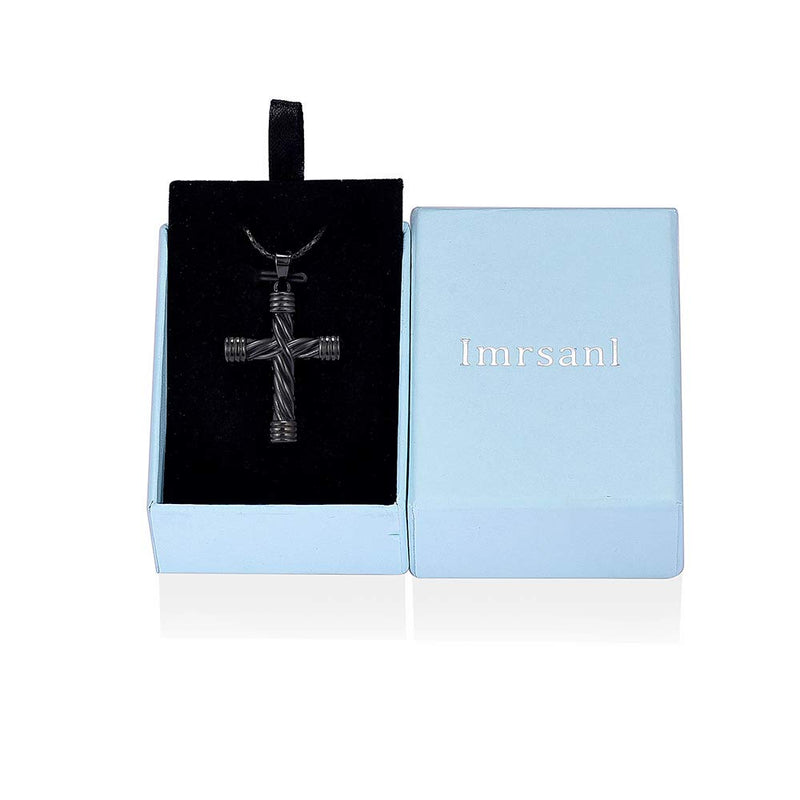 [Australia] - Imrsanl Cremation Jewelry for Ashes Cross Memorial Urn Necklace Pendant Keepsake Religious Cross Ashes Jewelry Black 