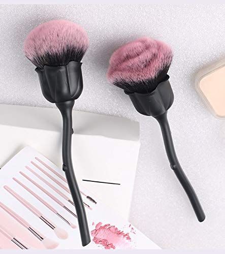 [Australia] - BYAMD 2 pieces Makeup Brushes Premium Quality Synthetic Foundation Flawless Powder Cosmetics Pretty Pink Rose Brushes Kits 