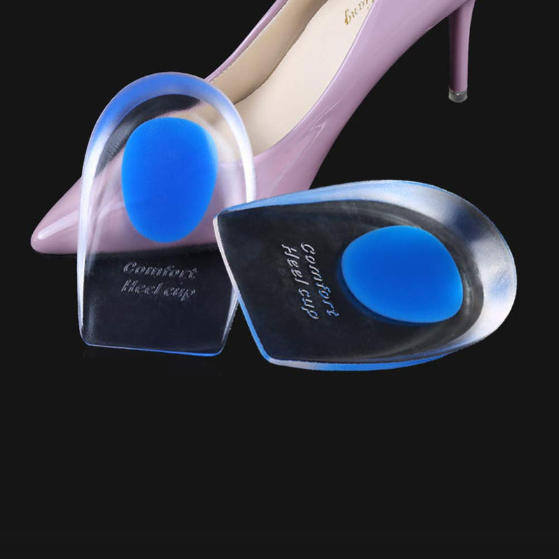 [Australia] - 1 Pair Gel Heel Cups Plantar Fasciitis Inserts Pads for Heel Pain, Bone Spur & Achilles Pain 40-45 (UK7.5-10) Blue 