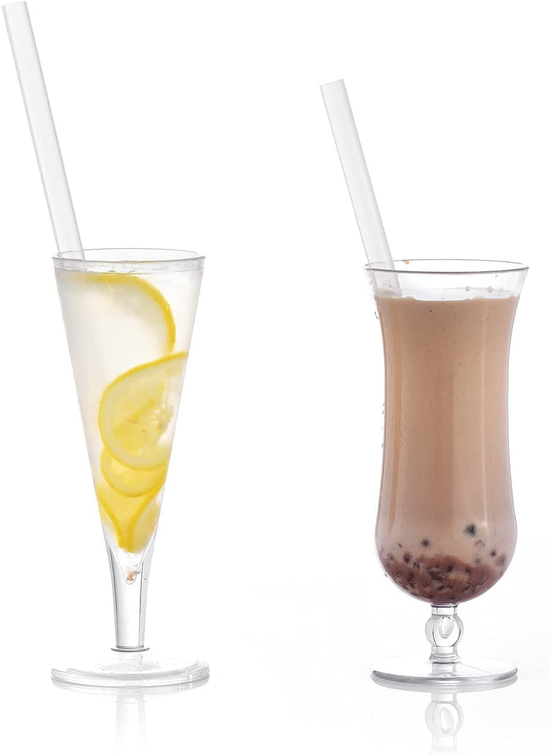 [Australia] - ALINK Reusable Clear Boba Straws, 13 mm x 10.5 in, Jumbo Hard Plastic Smoothie Straws for Bubble Tea, Pack of 8 with 2 Cleaning Brush 