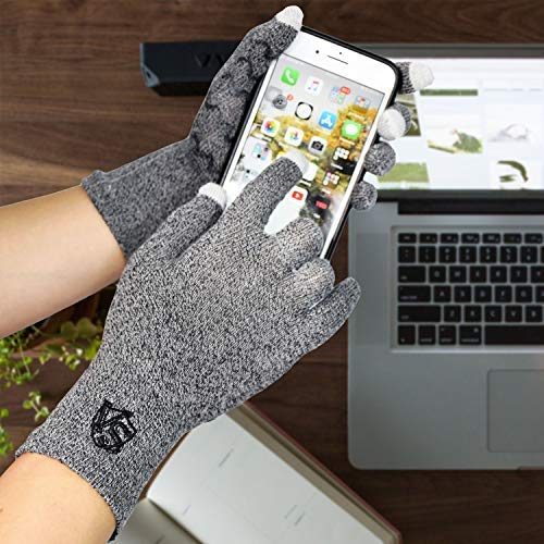 [Australia] - Vital Salveo Full Finger Touchscreen Arthritis Gloves NonSlip Carpal Tunnel-Pair-Light Grey-M Light Grey Full Finger-M 
