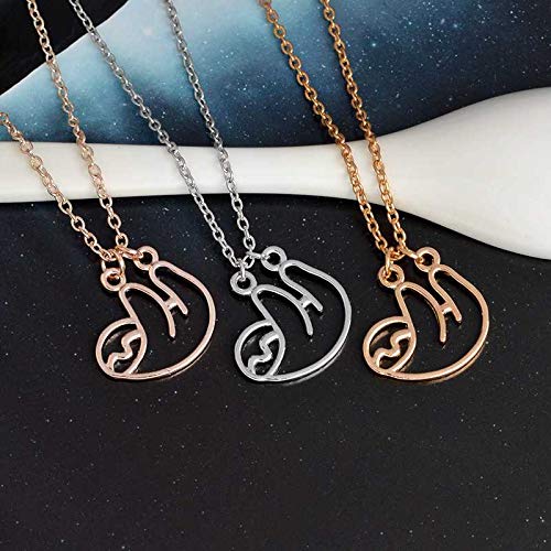 [Australia] - Gold Silver Sloth Charm Necklace - Stylish Cute Animal Peandant Jewelry Rose Gold 