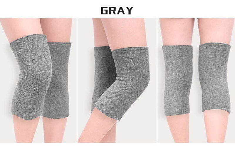 [Australia] - Winter Thermal Knee Braces Elastic Running Knee Compression Sleeves Leg Support Protector for Joint Pain Relief Arthritis Gray 