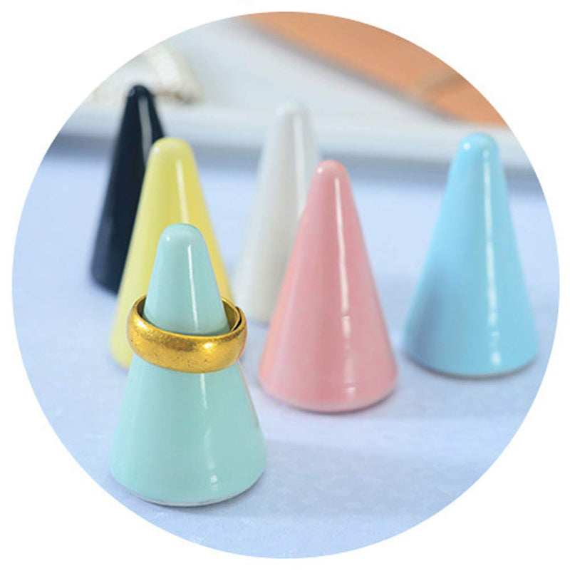 [Australia] - V-House Pack of 3 Ceramic Cone Ring Holder Tower Display Stand for Jewelry (White) White 