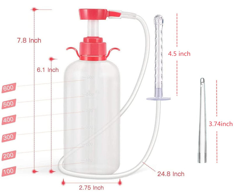 [Australia] - Vaginal Douche Enema Cleaner 600ml Reusable Manual Pressure Anal Vaginal Cleaning System Portable Kit 
