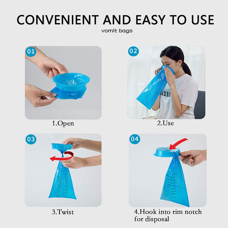 [Australia] - Vomit Bags Disposable Barf Bags 10Pack,1000ml Blue High Density Emesis Bags with Snap,Perfect for Morning Sickness,Kids,Pregnant Woman ,Car Motion Sickness，Airsick.etc 