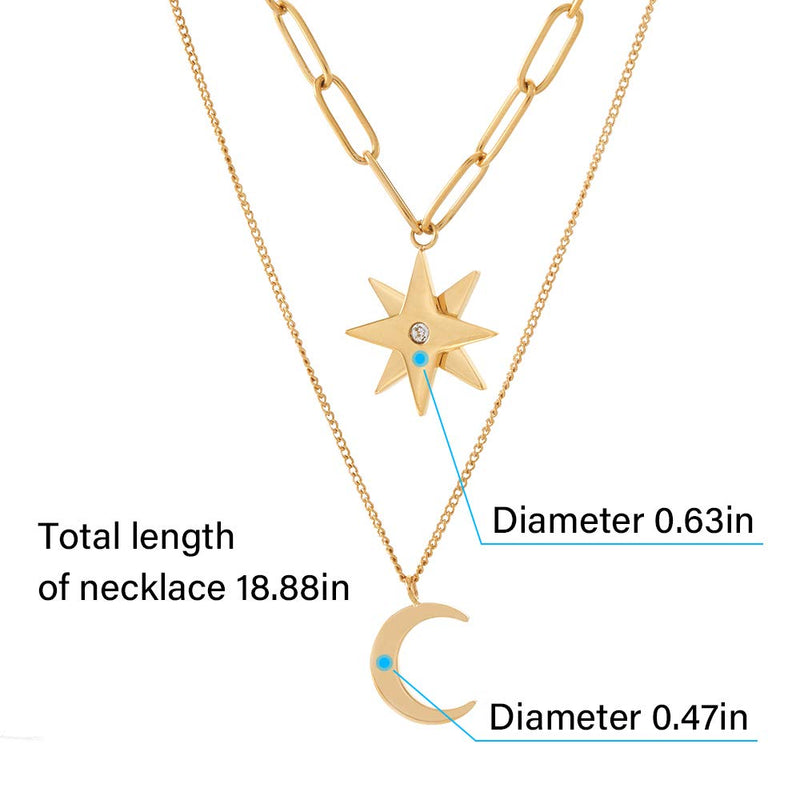 [Australia] - KLKE Layered Gold Necklaces for Women Jewelry Dainty Moon and Star Pendant Choker Necklaces for Women's Day Gifts 