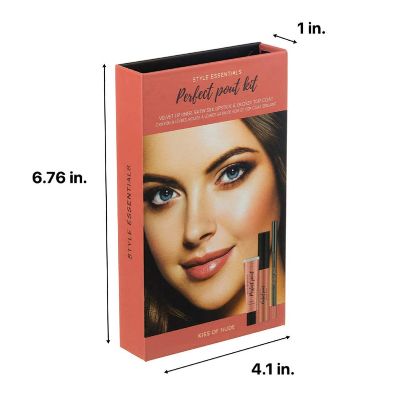 [Australia] - Style Essentials Women's Cosmetics KISS OF NUDE Perfect Pout Kit - Set of 3- Lipstick, Lip Gloss, Lip Liner Set 