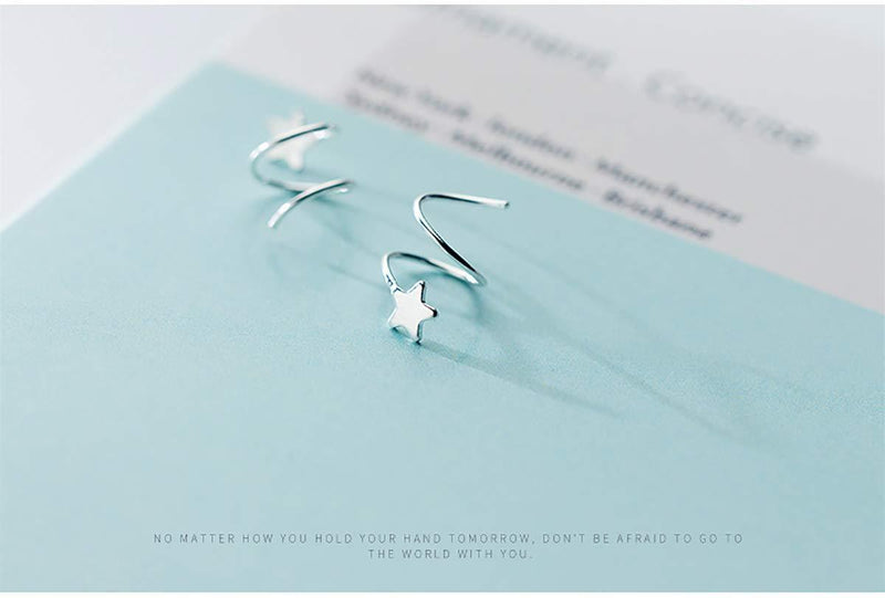[Australia] - 925 Sterling Silver Star Wrap Earrings for Women Teen Girls Fashion Cuff Earrings FarryDream 