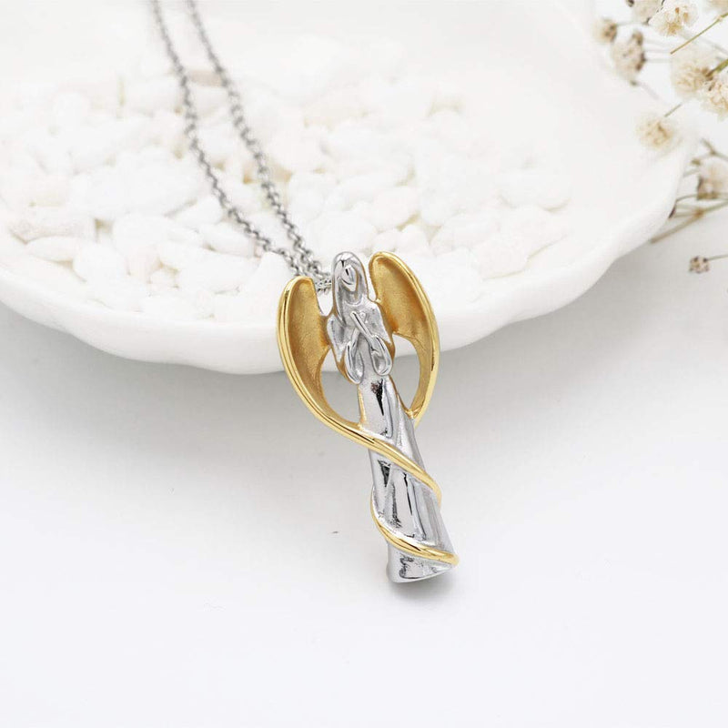 [Australia] - Angel Wing Fairy Cremation Jewelry for Ashes Stainless Steel Hold Loved Ones Ash Keepsake Memorial Urn Necklace Gold 