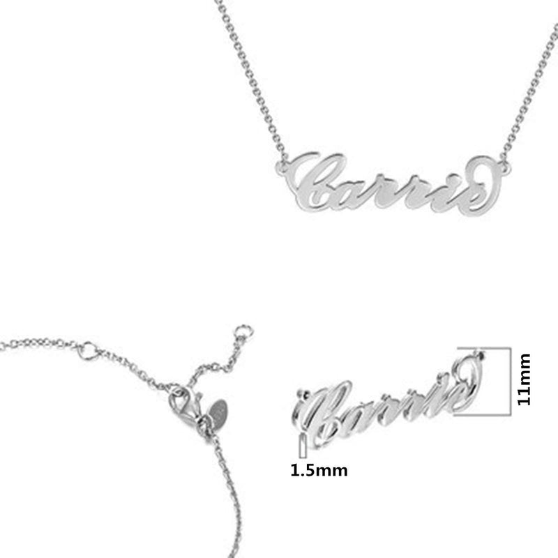 [Australia] - Ouslier Personalized Name Necklace Cursive Font Made with Any Nameplate Pendant 16" to 18" Chain Emily silver tone 