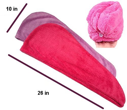 [Australia] - iLett 2 PACK OF Microfiber Hair Towel Intense Pink with 300g (11oz) thikness 