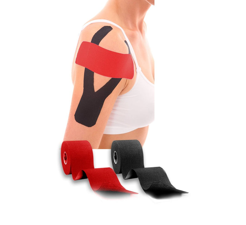 [Australia] - WODFitters Pro Kinesiology Tape for Athletes - Waterproof - Extra Durable - 2" x 16.5' Uncut Therapeutic Tape - 2 Black Rolls with Carrying Bag 
