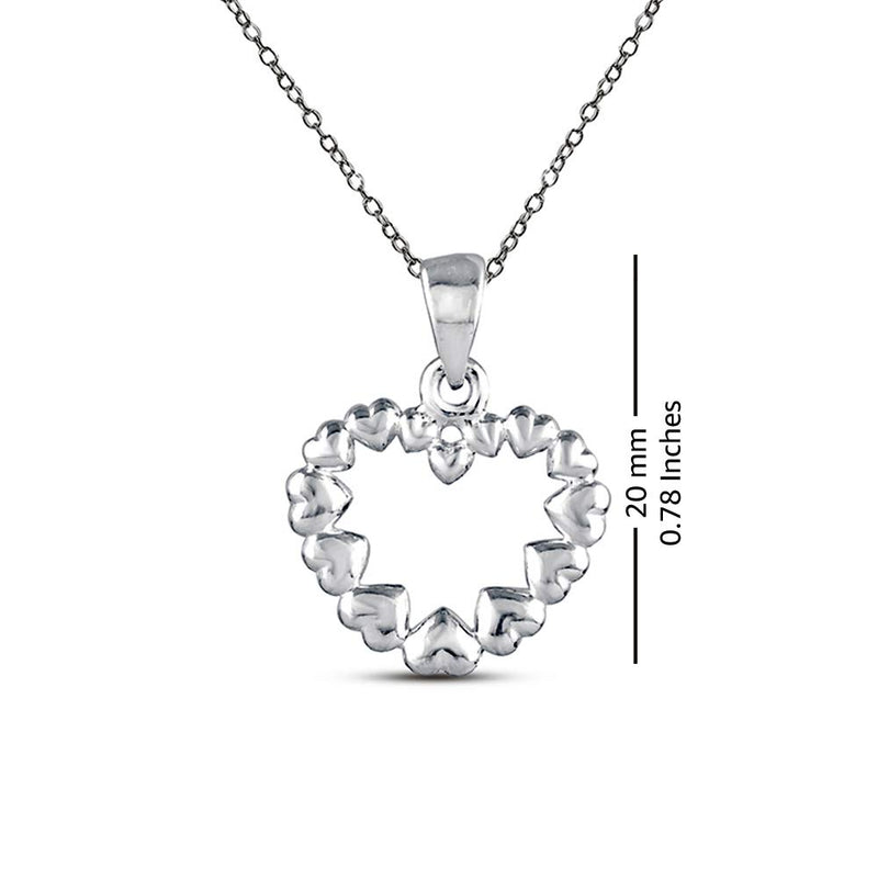 [Australia] - Charmsy Sterling Silver Jewelry Heart Link Pendant with Chain for Teens Girl 
