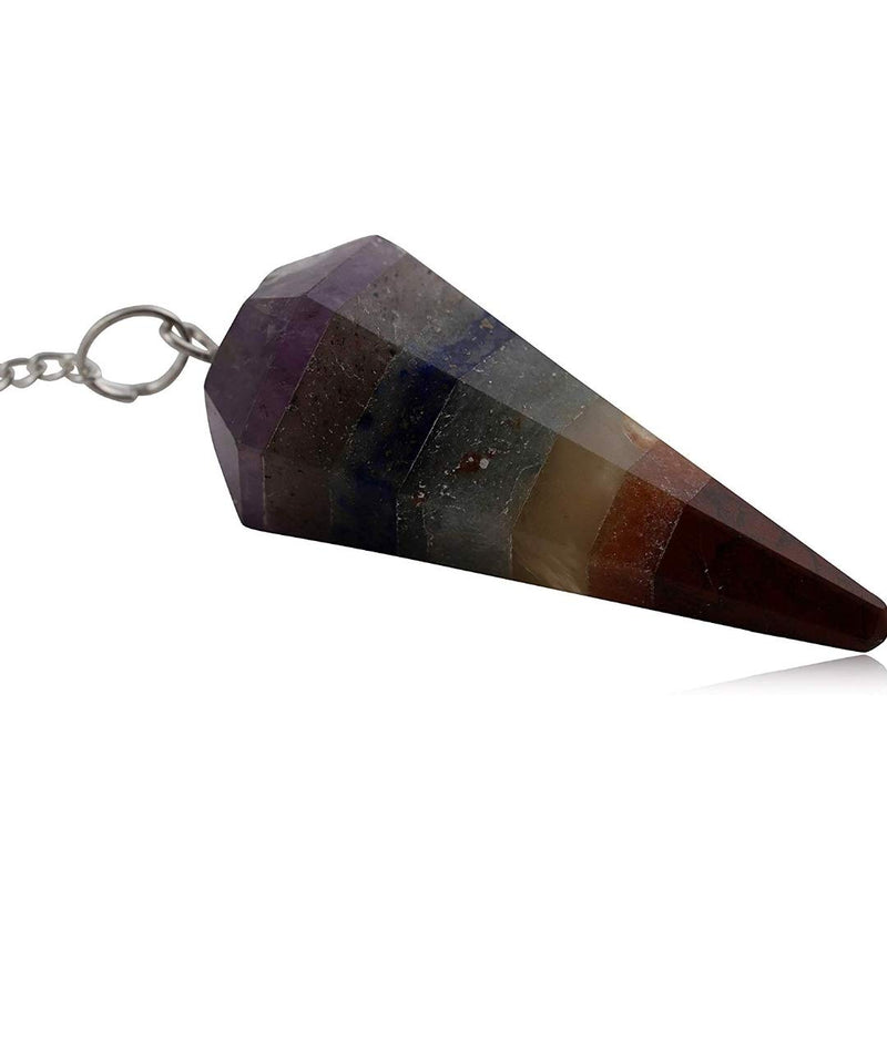 [Australia] - DHYANARSH Natural Gemstone Pendulum Set (Pack of 6) Sphatik/Crystal,Nephite green Jade, 7-Chakra, Blue Aventurine,Rose Stone.Black Tourmaline 