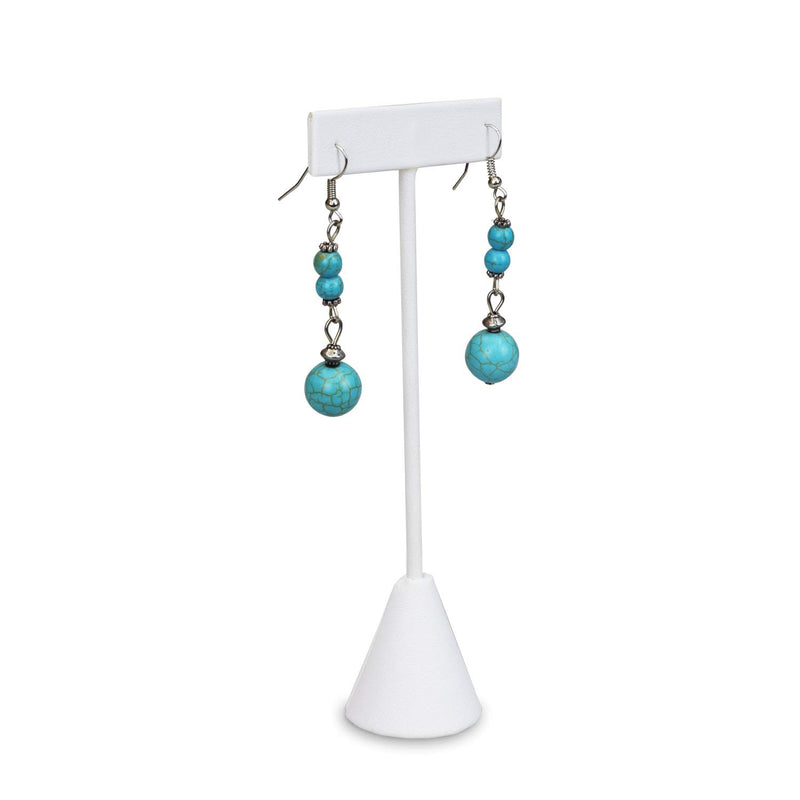 [Australia] - Ikee Design 6 Pcs Set Premium White Leatherette T- Shape Style Earring Display Stand, Earring Stand Jewelry Display for Showroom, Tradeshow, and Showcase Display, 2 1/2"W x 5 1/2"H 