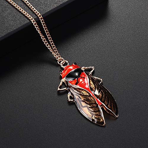 [Australia] - BELUCKIN Retro Vintage Cicada Pendant Insect Bug Cicada Charm Necklace Jewelry gold 