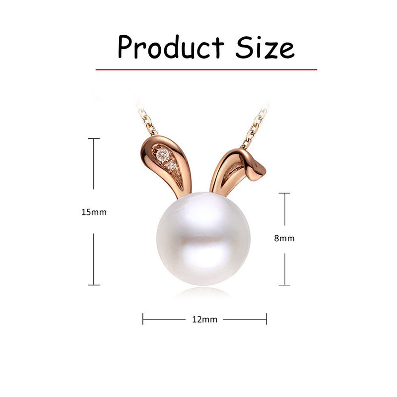 [Australia] - Freshwater Cultured Pearls Cute Animal Rabbit Pendant Delicate Jewelry S925 Sterling Silver Necklace Easter Valentine's Day Christmas for Girls Women - Rose Gold 