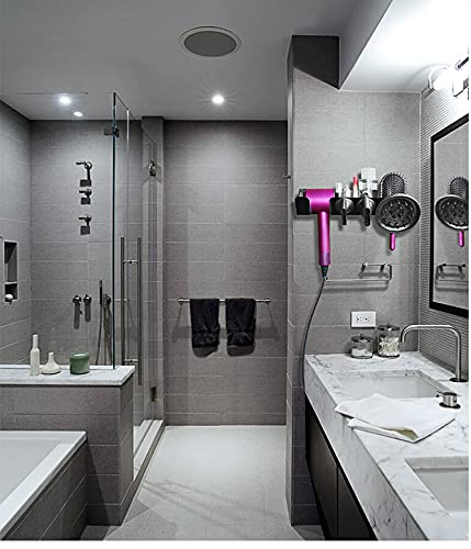 [Australia] - Hosoncovy Hairdryer Wall Mount Holder Stand Blow Dryer Rack Hook Organizer for Dyson Supersonic Hair Dryer (Black) Black 