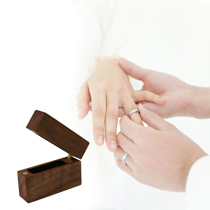 [Australia] - Engagement Ring Box Wood Proposal Wedding Ring Box Cooyeah Square Walnut Wooden Flip Jewelry Organizer Slim Handmade Decorative Boxes (square) 